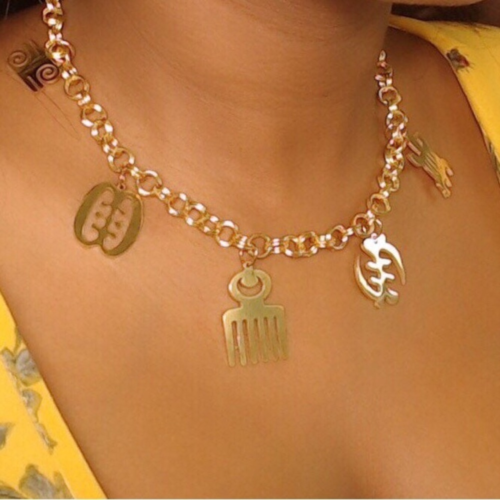 Adinkra Charm Necklace 20 inch